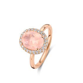 Bague One More  Etna quartz rose et Diamants Or Rose