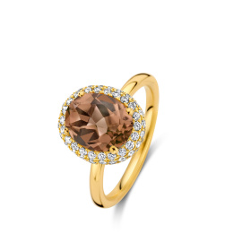 Bague One More  Etna quartz fumé et Diamants Or Jaune