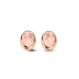 Boucles d'oreilles One More  Etna quartz rose Or Rose