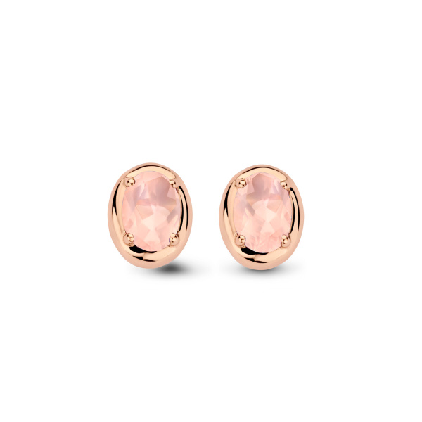 Boucles d'oreilles One More  Etna quartz rose Or Rose