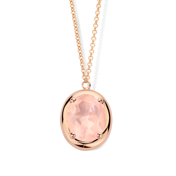 Collier One More  Etna quartz rose Or Rose