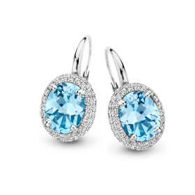 Boucles d'oreilles One More  Etna topaze Sky Blue et Diamants Or Blanc