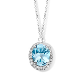 Collier One More  Etna topaze Sky Blue et Diamants Or Blanc
