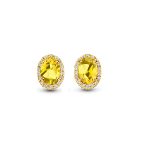 Boucles d'oreilles One More  Etna citrine et Diamants Or Jaune
