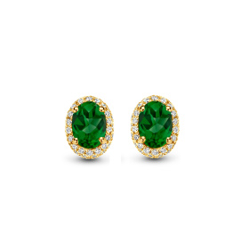 Boucles d'oreilles One More  Etna tourmaline verte et Diamants Or Jaune