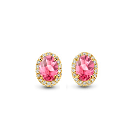 Boucles d'oreilles One More  Etna tourmaline rose et Diamants Or Jaune