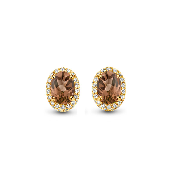 Boucles d'oreilles One More  Etna quartz fumé et Diamants Or Jaune