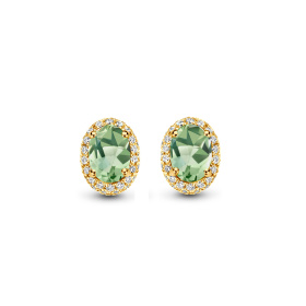 Boucles d'oreilles One More  Etna prasiolite et Diamants Or Jaune