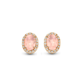 Boucles d'oreilles One More  Etna quartz rose et Diamants Or Rose