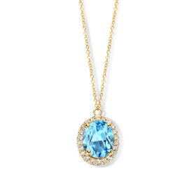 Collier One More  Etna topaze Swiss Blue et Diamants Or Jaune