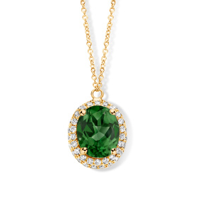 Collier One More  Etna tourmaline verte et Diamants Or Jaune
