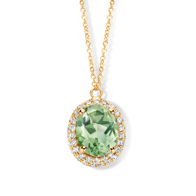 Collier One More  Etna prasiolite et Diamants Or Jaune