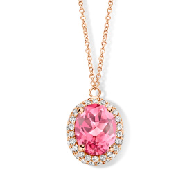 Collier One More  Etna tourmaline rose et Diamants Or Rose