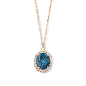 Collier One More  Etna topaze London Blue et Diamants Or Rose