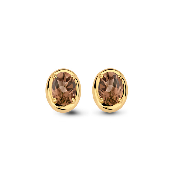 Boucles d'oreilles One More  Etna quartz fumé Or Jaune