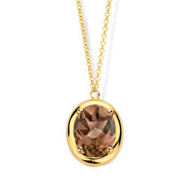 Collier One More Etna quartz fumé Or Jaune