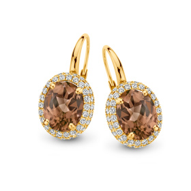 Boucles d'oreilles One More  Etna quartz fumé et Diamants Or Jaune