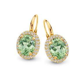 Boucles d'oreilles One More  Etna prasiolite et Diamants Or Jaune