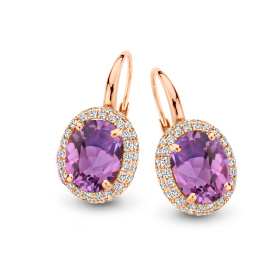 Boucles d'oreilles One More  Etna améthyste et Diamants Or Rose