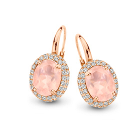 Boucles d'oreilles One More  Etna quartz rose et Diamants Or Rose