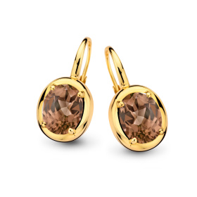 Boucles d'oreilles One More  Etna quartz fumé Or Jaune