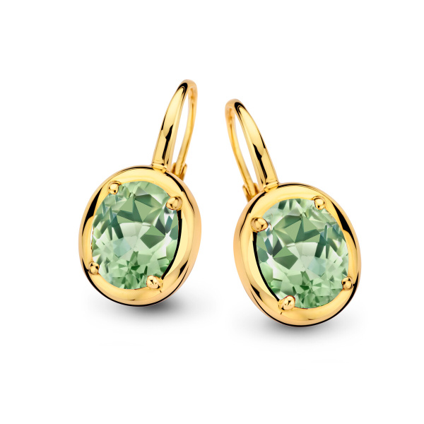 Boucles d'oreilles One More  Etna prasiolite Or Jaune