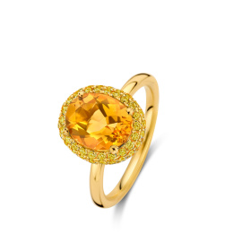Bague One More  Etna citrine orange et et saphir jaune Or Jaune