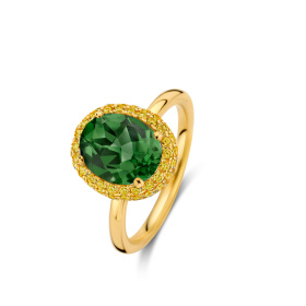 Bague One More  Etna tourmaline verte et saphir jaune Or Jaune