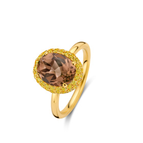 Bague One More  Etna quartz fumé et saphir jaune Or Jaune