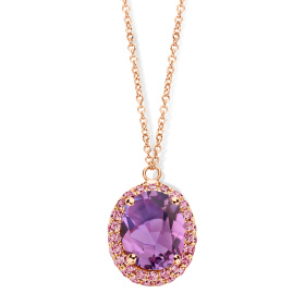 Collier One More  Etna améthyste et saphir rose Or Rose