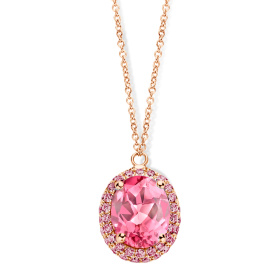 Collier One More  Etna tourmaline rose et saphir rose Or Rose