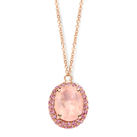 Collier One More  Etna quartz rose et saphir rose Or Rose