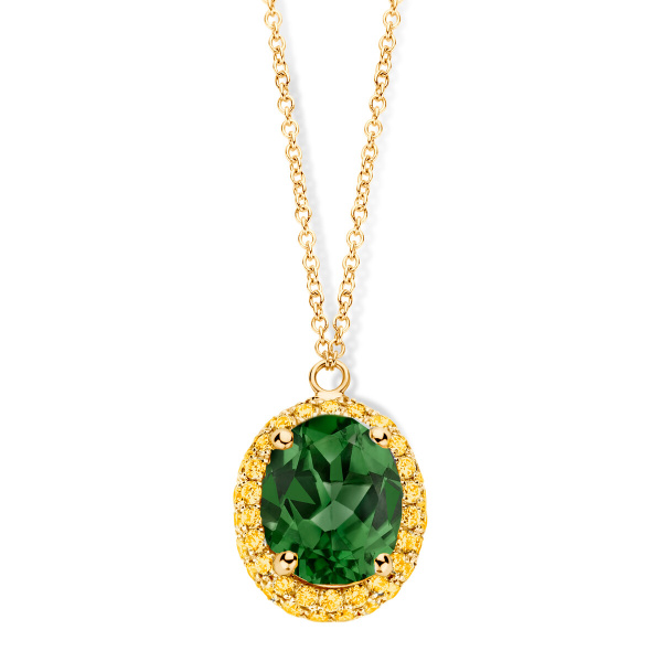 Collier One More  Etna tourmaline verte et saphir jaune Or Jaune
