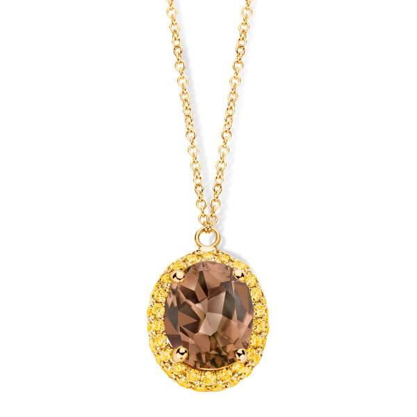 Collier One More  Etna quartz fumé et saphir jaune Or Jaune