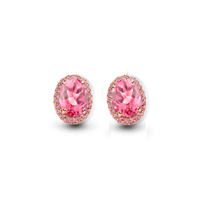 Boucles d'oreilles One More  Etna tourmaline rose et saphir rose Or Rose