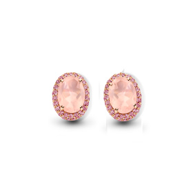 Boucles d'oreilles One More  Etna quartz rose et saphir rose Or Rose