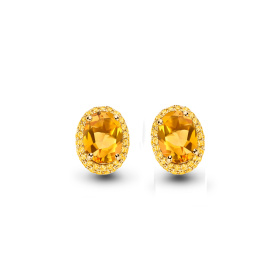Boucles d'oreilles One More  Etna citrine orange et et saphir jaune Or Jaune