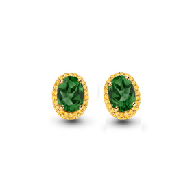 Boucles d'oreilles One More  Etna tourmaline verte et saphir jaune Or Jaune