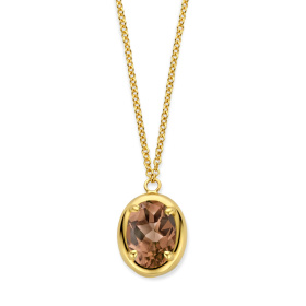 Collier One More Etna quartz fumé Or Jaune
