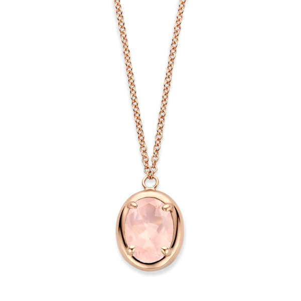 Collier One More  Etna quartz rose Or Rose