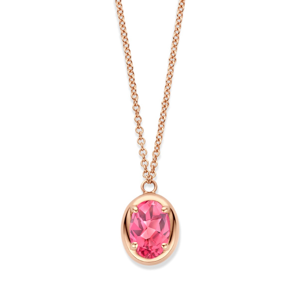 Collier One More  Etna tourmaline rose Or Rose