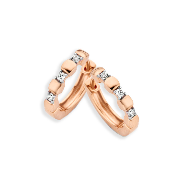 Boucles d'oreilles One More  Ischia Basics Diamants Or Rose et blanc