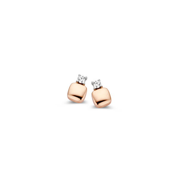 Boucles d'oreilles One More  Ischia Basics Diamants Or Rose et blanc