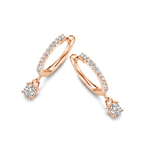 Boucles d'oreilles One More Créoles Ischia Basics Diamants Or Rose