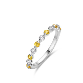 Bague One More  Ischia Basics saphir jaune et Diamants Or Blanc