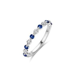 Bague One More  Ischia Basics saphir bleu et Diamants Or Blanc