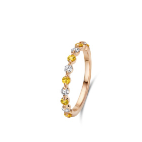 Bague One More  Ischia Basics saphir jaune et Diamants Or Rose