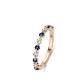 Bague One More  Ischia Basics saphir bleu et Diamants Or Rose
