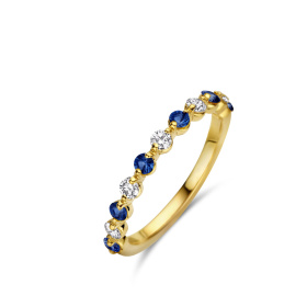 Bague One More  Ischia Basics saphir bleu et Diamants Or Jaune