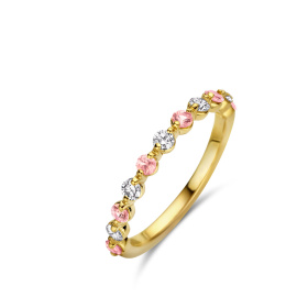 Bague One More  Ischia Basics saphir rose et Diamants Or Jaune